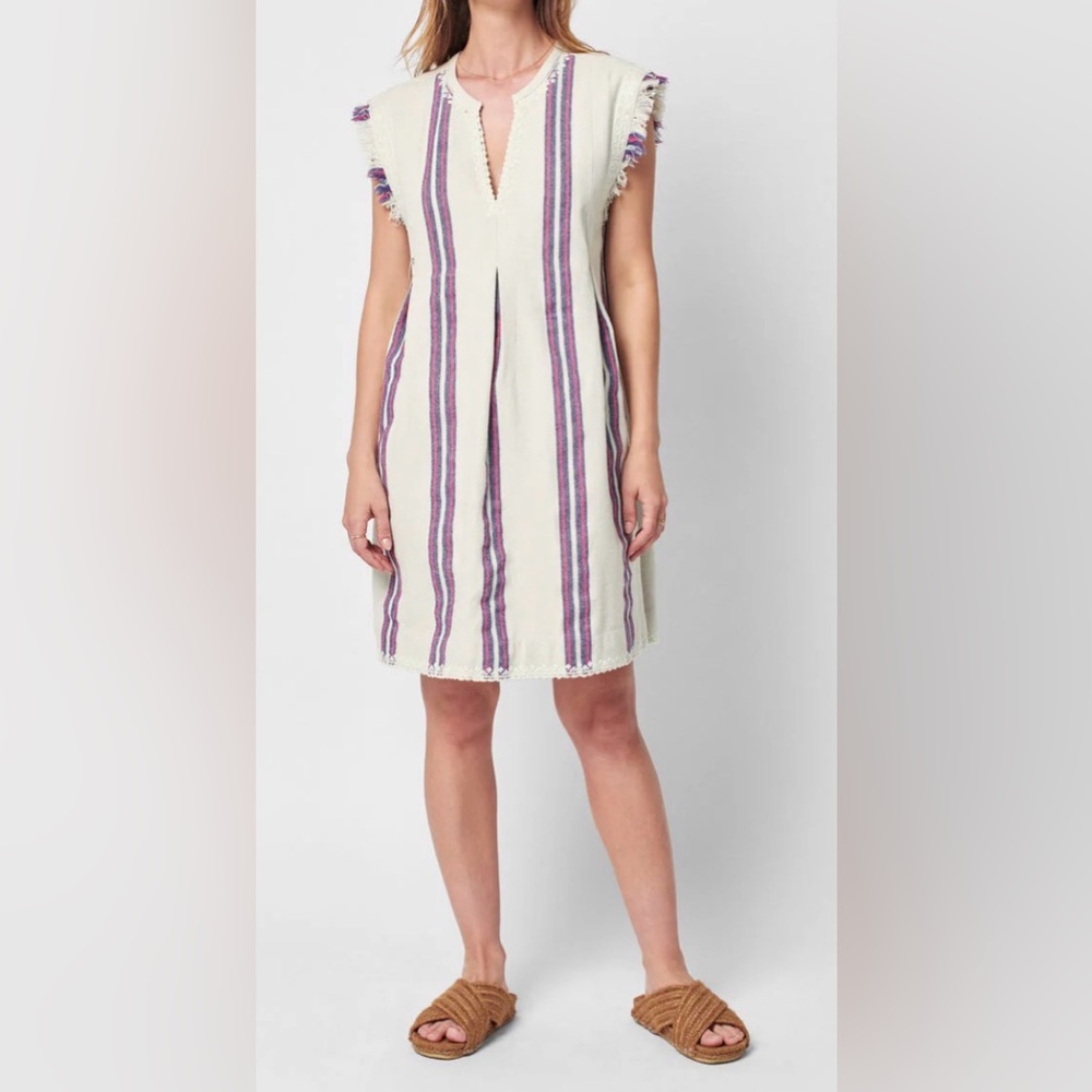 Faherty Baja Beach Tunic Dress in French Rose Baja Stripe Sz M Coastal Beachy
